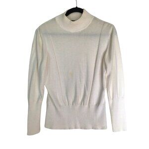 Westbound XL Cotton Turtleneck Sweater Ribbed Cuffs & Hem White